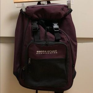 Vintage Santa Cruz snowboard backpack burgundy